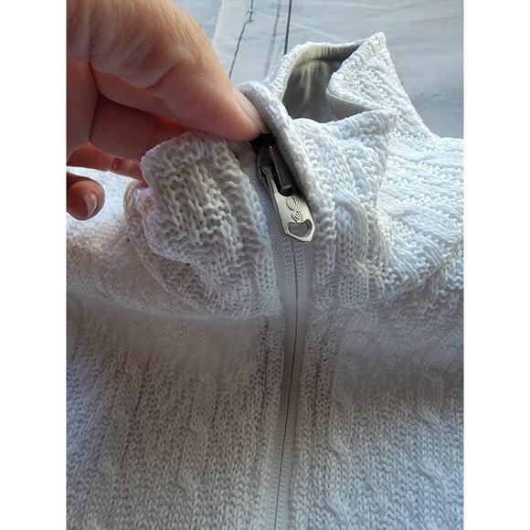 Spyder Stryke Crisp White Women's Major Cable Fleece Jacket Size M Zipper Pocket - Picture 4 of 9